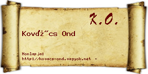 Kovács Ond névjegykártya